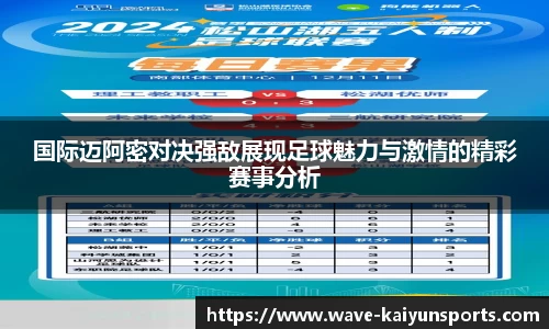 国际迈阿密对决强敌展现足球魅力与激情的精彩赛事分析